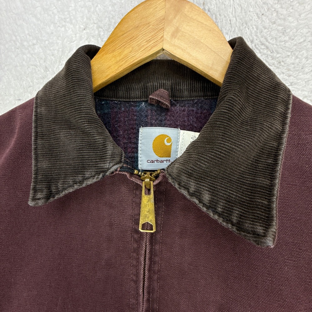 Vintage‎ Carhartt Detroit Jacket Blanket Lined Mens Medium J43 BRG Burgundy EUC - Picture 13 of 16